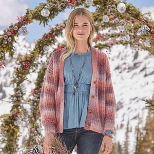 NEW Sundance Northern Lights Ombre Wool Blend V-Neck Cardigan Sweater Medium